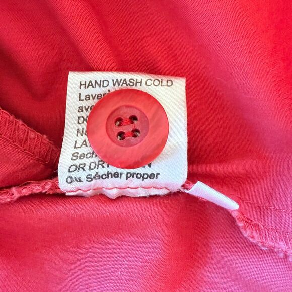 Anthropologie Little Yellow Button With a Flourish Ruffle Neck Red Shirt Dress - Picture 9 of 14